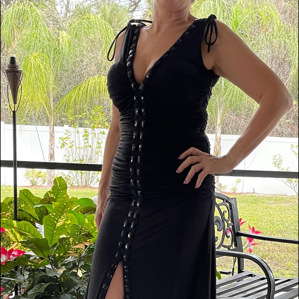Long black dress with slit
